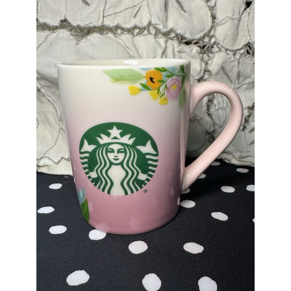 2020 Starbucks 10 oz Thankful Pink Floral Coffee Mug Cup Mermaid Logo Garden